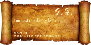 Imrich Hágár névjegykártya